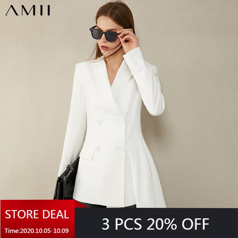 

Amii Minimalism Autumn Fashion Women's Jacket OLstyle Solid Lapel Double breasted Slim Fit Blazer Women Female Coat 12070336, Black