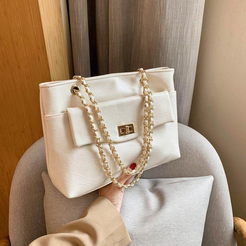 

Lingge Chain Women Shoulder Bags Handbag 2021 Autumn Winter New Trendy Crossbody Messenger Bag Female Leather Shopping Bag Purse, Beige shoulder bags