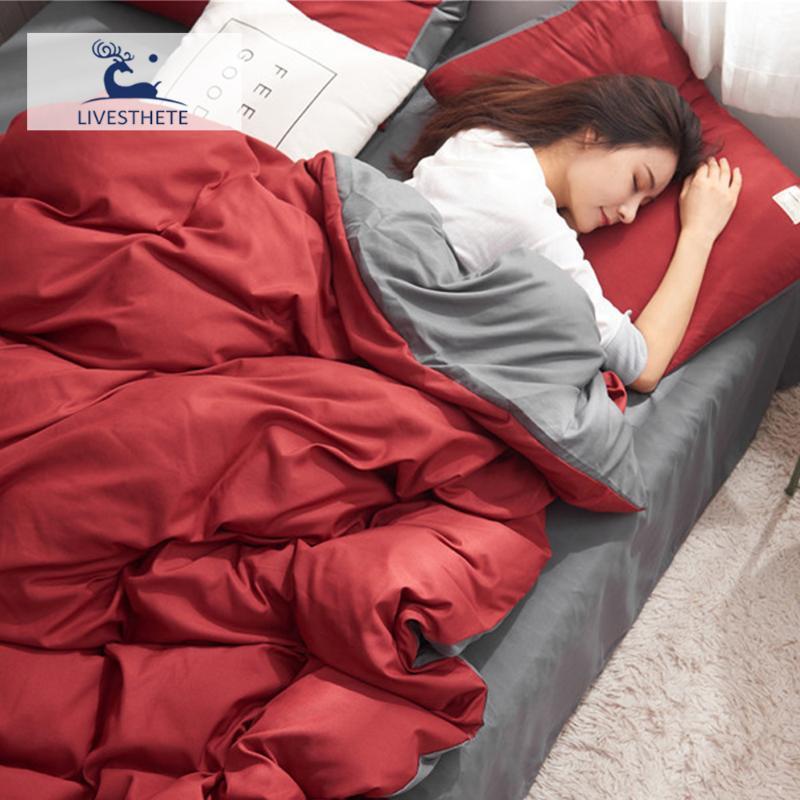 

Liv-Esthete Classical Bedding Set Red Duvet Cover Double Single Gray Flat Sheet Or Fitted Sheet Elastic Band Corners Bedspread1, 024