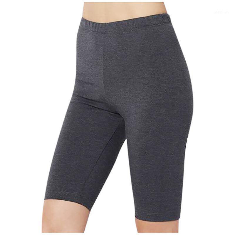 

30# 2020 Summer New Sport Yoga Shorts Solid Mid Thigh Stretch Cotton Span Soft Comfy High Waist Active Short Leggings1, Purple