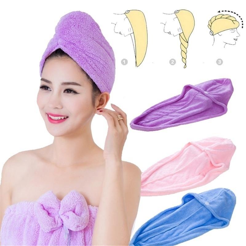 

60*25CM Microfibre After Shower Hair Drying Wrap Womens Girls Lady'S Towel Quick Dry Hair Hat Cap Turban Head Wrap Bathing Tools