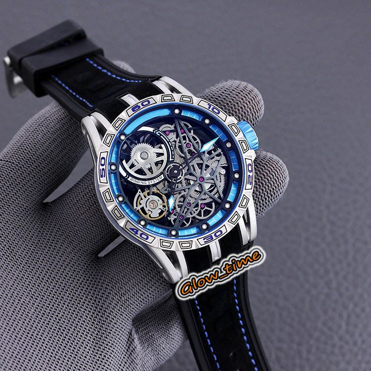 

Best version EXCALIBUR Tourbillon Skeleton Dial RDDBEX0422 Automatic Mechanical Mens Watch Silver Steel Case Leather Strap Luxry Watches, Professional waterproof