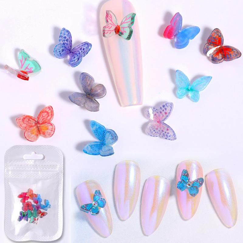 

10Pcs/Pack Butterfly Nail Rhinestones Mixed Size Nail Studs 3D Art Decoration DIY Design Nails Ornaments