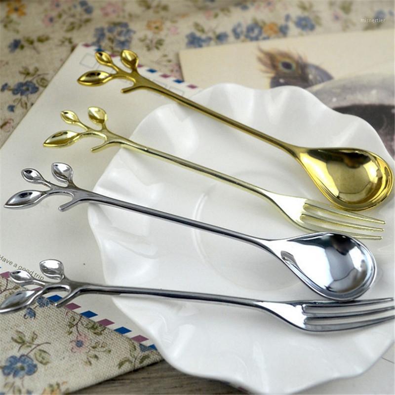 

Classic Vintage Royal Coffee Spoons Branch Shape Dessert Spoon Grade Metal Ice Cream Candy Spoon Tableware Set1