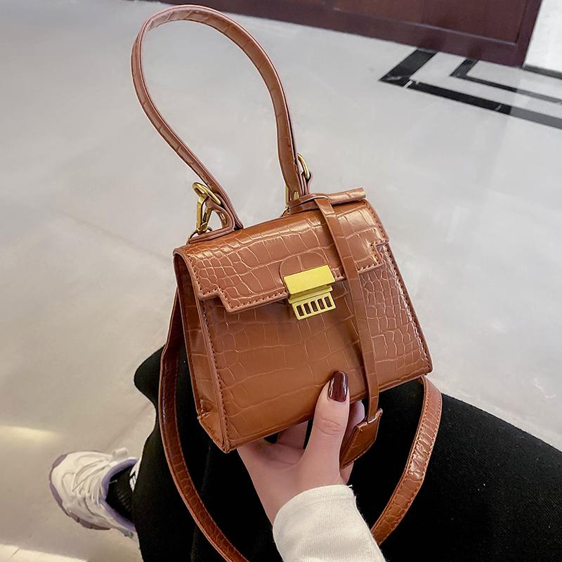 

Mini Stone Pattern PU Leather Crossbody Shoulder Bags for Women 2021 Fashion Luxury Lady Trend Handbags Clutch, Black