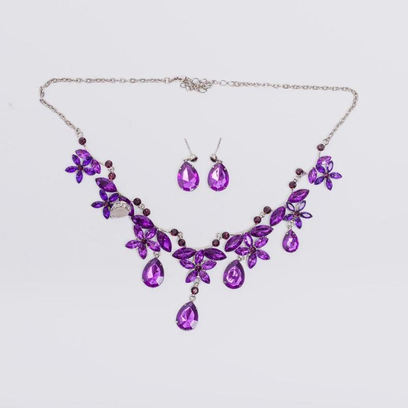 

Belly Dance Accessories Necklace+Earrings Set for Belly Dance Women Luxury Dancewear Jewelry 3159, Light purple