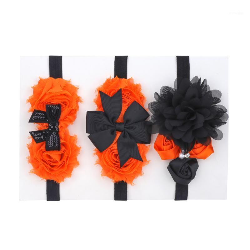 

Halloween Headbands Holiday Party Hair Band Black and Orange Shabby Chiffon Hairbands Children Bows Accessories1