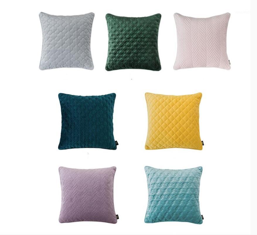 

Velvet Quilted Pillow Cover Square Striped Soft Cozy Throw Pillow Covers Set for Sofa Couch Living Room Bedroom Office- 2pcs1, As picture