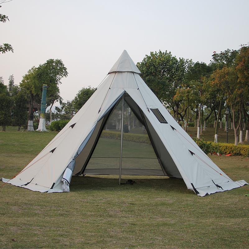 

Pyramid Tent Shelter Anti-Rainstorm Outdoor Camping Tent Yurt Camp with Chimney Mouth Only Include Outside Shell