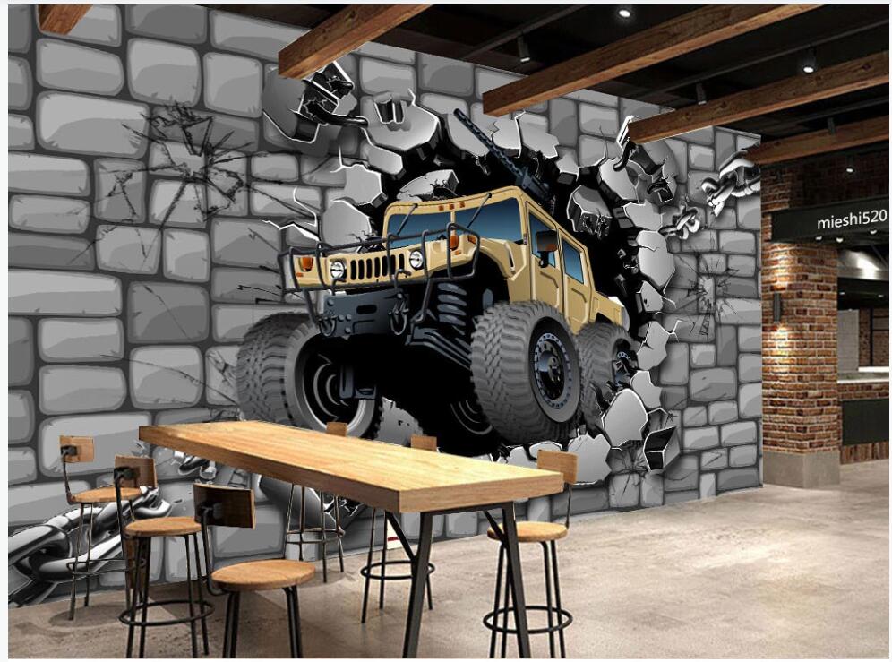 

3d wallpaper custom photo Retro brick wall tire car tooling tv background home decor 3d wall murals wallpaper for walls 3 d living room, Non-woven wallpaper