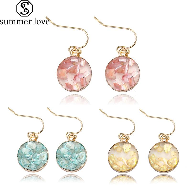 

Fashion Round Drop Dangle Blue Resin Earrings for Women Luxury Shell Charm Earings Boho Jewelry Aretes De Mujer 2020 Wholesale