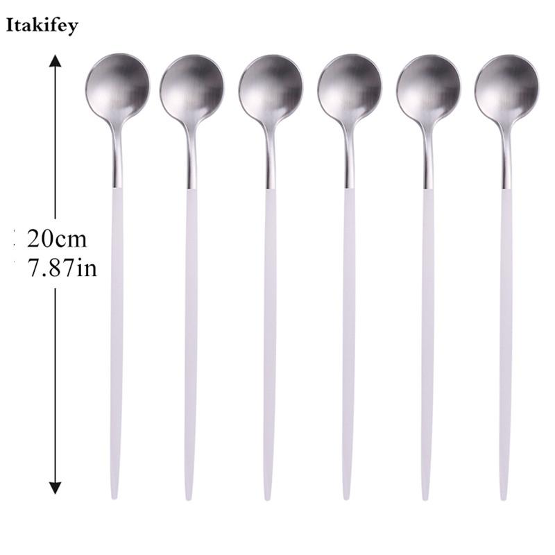 

2020 New Stainless Steel Coffee Spoon With Long Handle Colorful Coffee Scoops Dessert Spoon set Portable cutlery Tableware