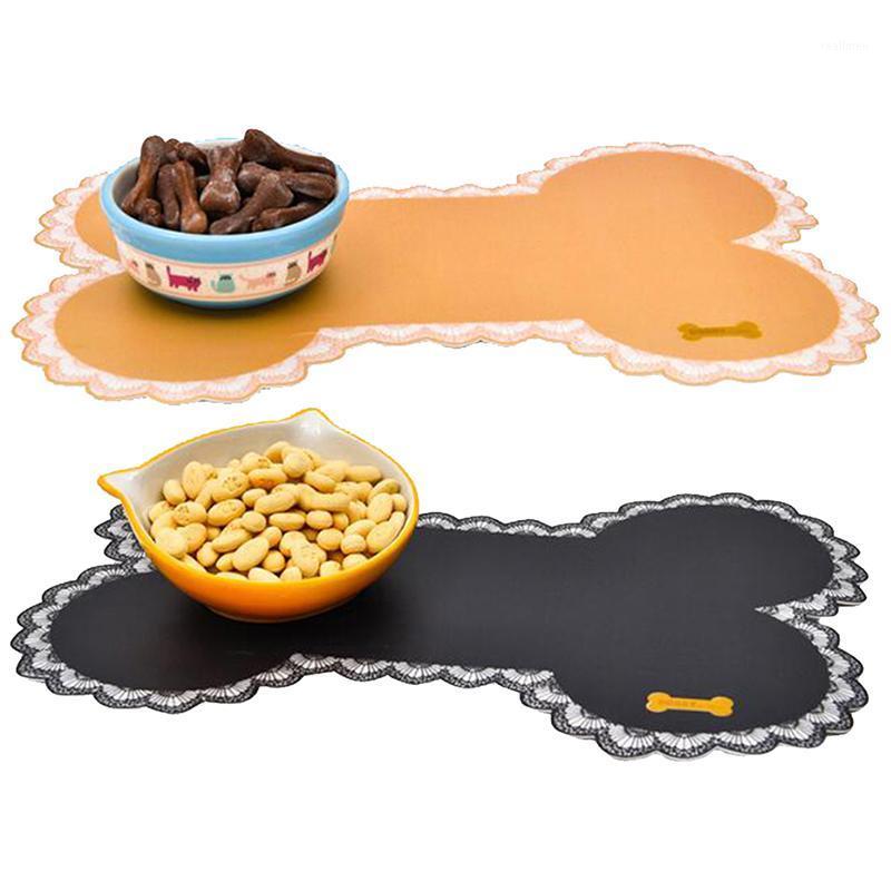 

Easy Wipe Cleaning Pet Dogs Cats Bowl Mat Pad Pet Supplies Cute Bone Shape Contaier Water Bottle Feeding Placemat Puppy Bed1, Black