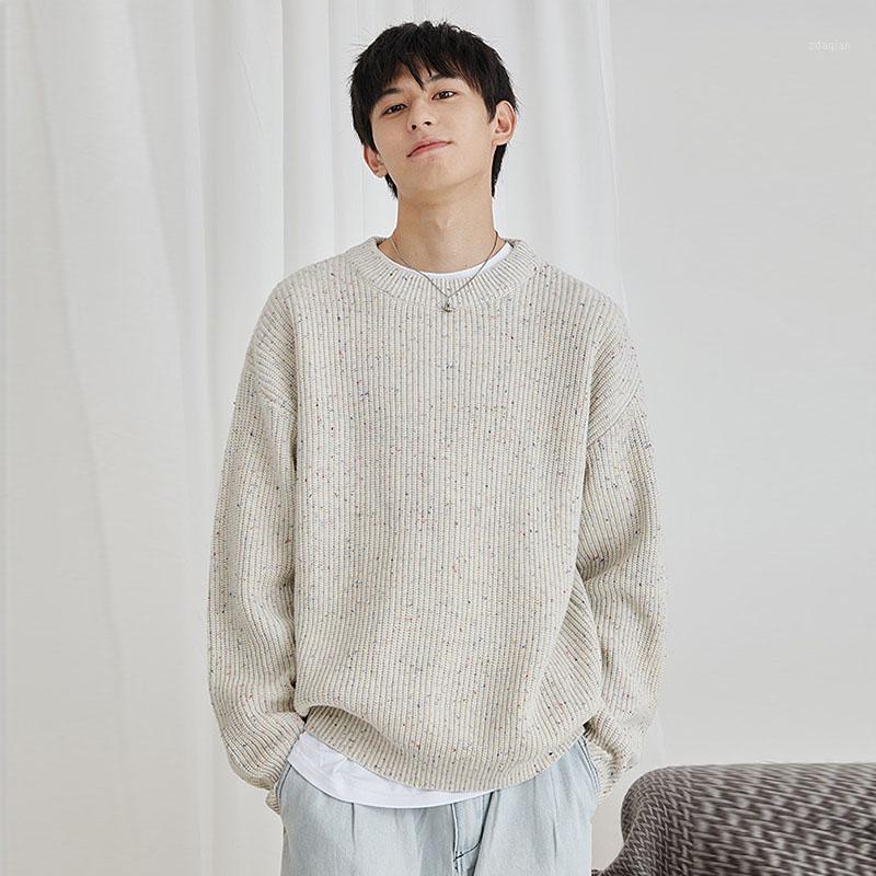 

Loose Solid Casual Sweater Men' 2020 Autumn Winter Youth Warm Sweaters Long Sleeve O-Neck Pullover High Quality Streetwear1, White