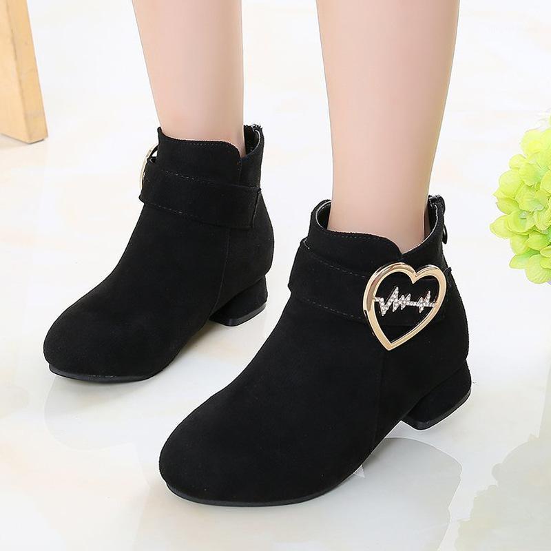 

2020 Girl Boots Stylish High Heels Boots Children Ankle Autumn Winter Shoes For Kids Suede Leather 3 4 5 6 7 8 9 10 11 121, Black