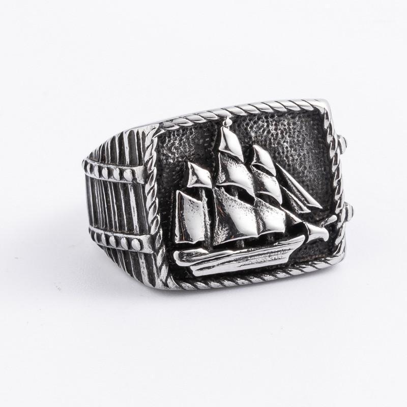 

Vintage Fashion Punk Sailing Boat Ship Ring Stainless Steel Jewelry Classic Ship Biker Men Ring1