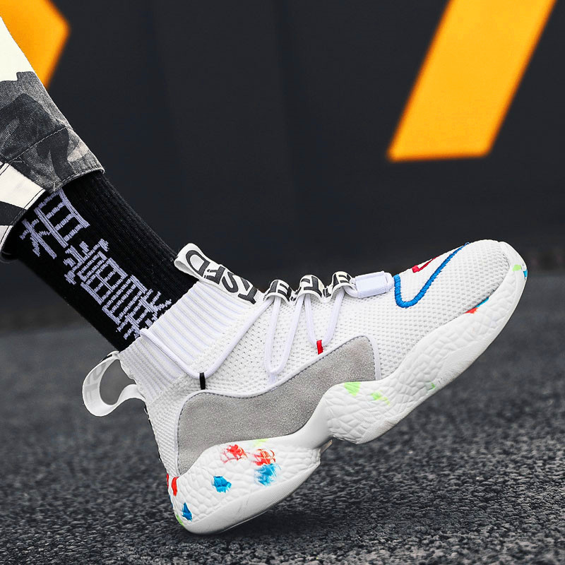 

Top quality Men's tide sports casual air cushion flying running shoes woven men's tennis shoes, 124；black-124；