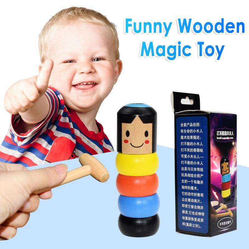 

Magic Props Interesting Wooden Magic Toy 2020 Little Wooden Man Who Can't Beat Personalized Gift Christmas Party Favors