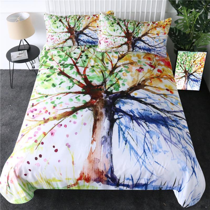 

Four seasons of trees Printed Bedding Sets,Duvet Cover Set&Pillowcase,Quilt Cover Bedclothes Home Bedroom Decor Bed Set1, As pic