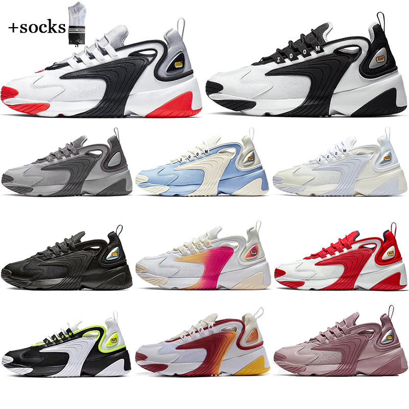 

With free Socks 2021 M2k Tekno 2K Men Women Running Shoes Black Sail White Orange Navy Top off Sports Sneakers Breathable SIZE 36-45