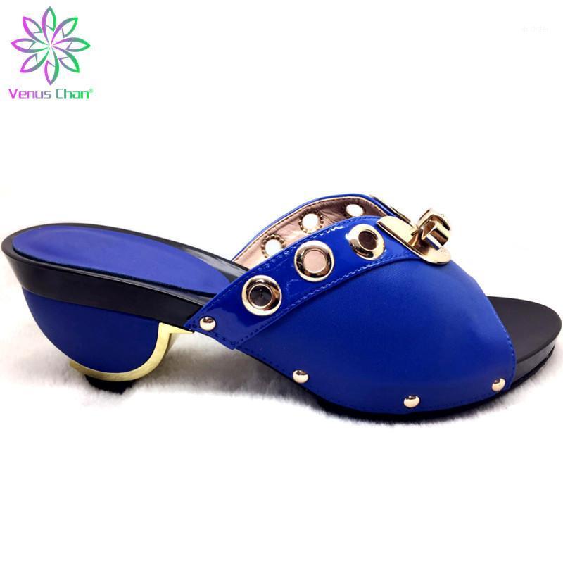 

Latest Blue Color Women Slipper Elegant Italian Women Sandals Shoe for Party African Wedding Low Heels Slip on Pumps Shoes1, White