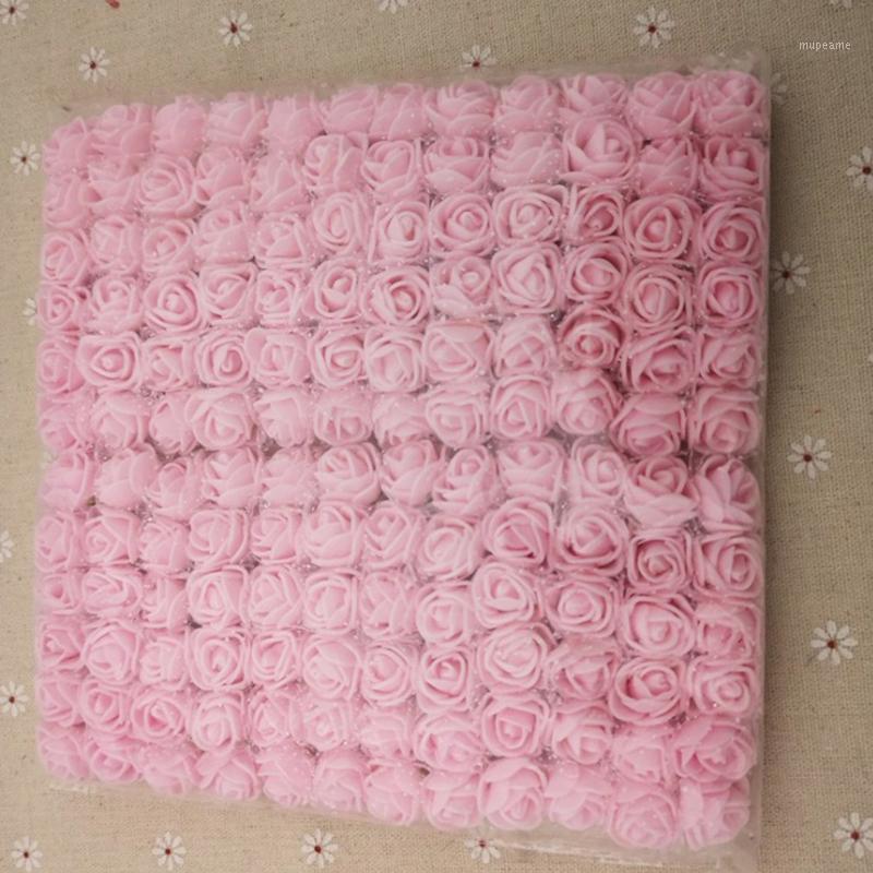 

144pcs Rose Head Flower with Yarn Wreath Garland Home Foam Fake Yarn Flower Lace Wedding Bridal Party DIY Craft1, Pink