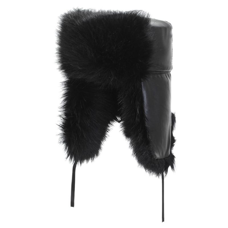 

Winter Hat Keep Warm Unisex Winter Trapper Hat Ski Hats Faux Fur Windproof Hats Men Women Fashionable Cap, Black