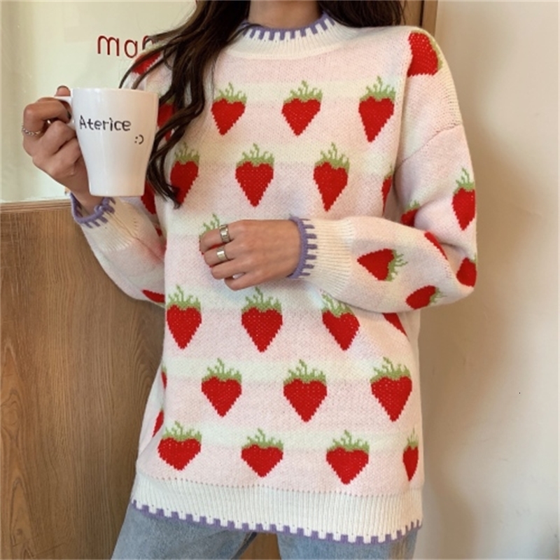 

Female Autumn the Neck Long Sleeve Print Kintting Sweater Ladys Crochet Sweeter 9602, White