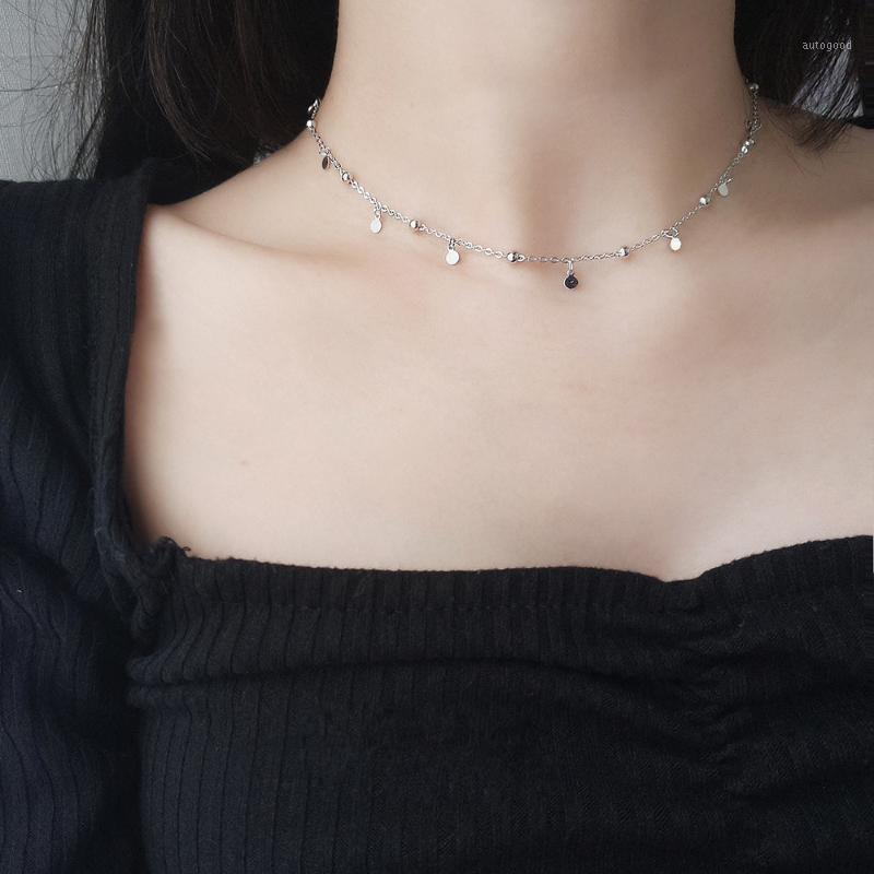 

Chains 925 Sterling Silver Bohemian Round Brand Pendant Clavicle Chain Necklace For Women Beach Ocean Holiday Jewelry Accessories1