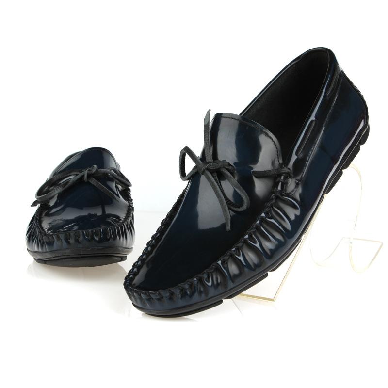 

Men Shoes High Peas Patent Leather Round Toe Oxfords Flat Casual Work Wear, Black