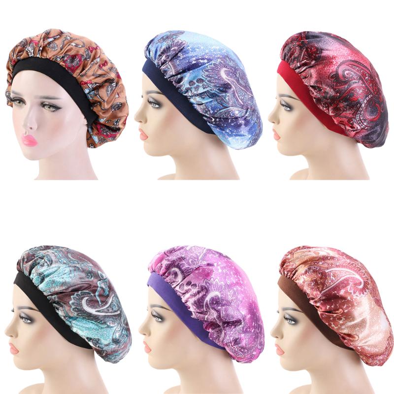 

Lady Extra Hair Styling Caps Sleep Cap With Elastic Band Women Female Casual Satin Bonnet Sleeping Layer Smooth Hair Care Tool, 11 brown