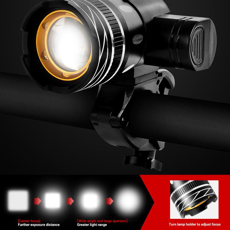 

5000mAh Bicycle Light Set T6 USB Rechargeable Battery Adjustable Zoom Bike Front Headlight Cycling Lamp