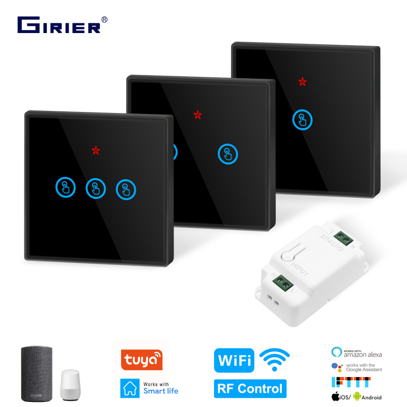 

Wifi Smart DIY Light Switch 433MHz RF Switch Glass Touch Panel Smart Home Automation Module Support Alexa Google Home Tuya App
