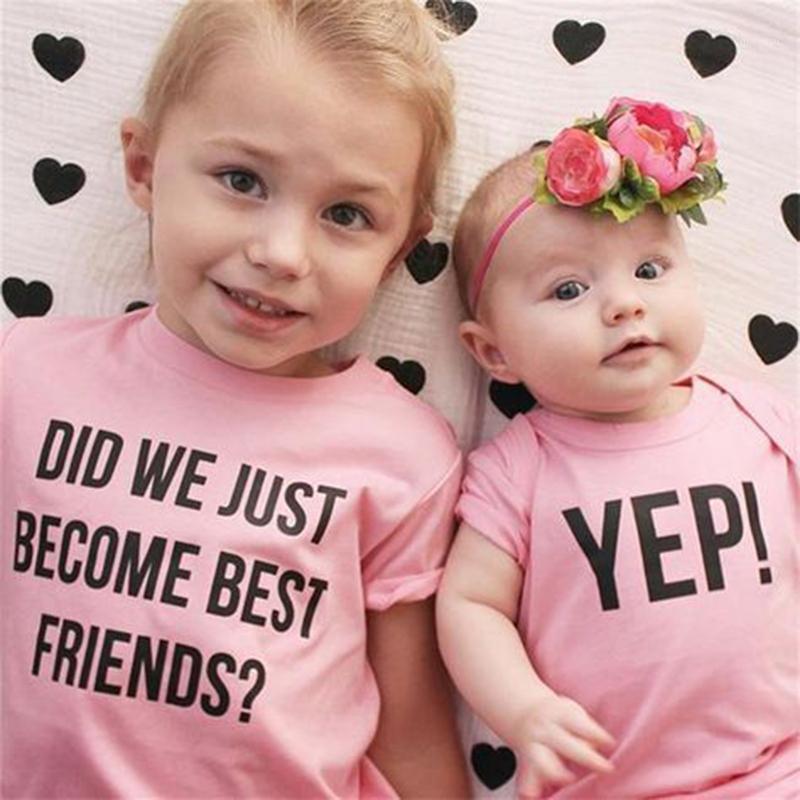 

Did We Just Become Best Friends Yep Newborn Baby Romper Kids Girls Boys T Shirt Outfit Sister Brother Friend Matching Clothes1, As pic