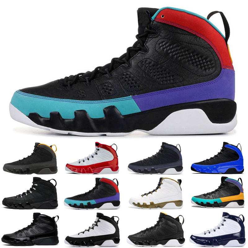 

2021 top 9 9s shoes racer blue countdown pack mens trainers sports sneakers size 7-13, #9 black white