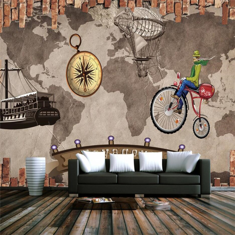

European Retro Nostalgic Travel Around The Background Mural Wallpaper Living Room Bedroom Home Decor Wallpaper 3D, As pic