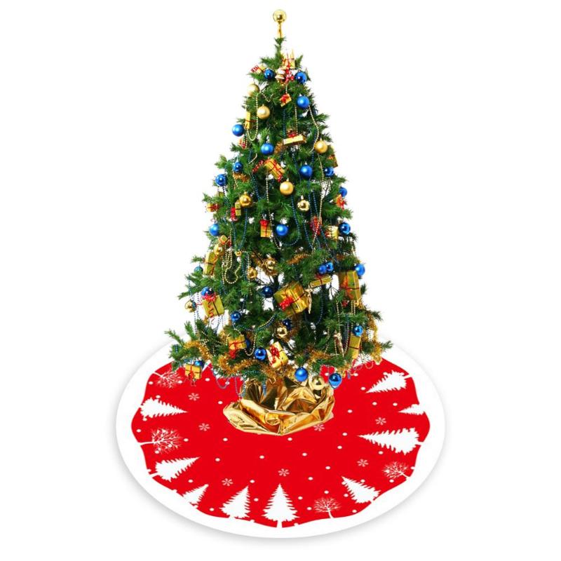 

84CM Christmas Tree Skirt With Snowflakes Tree Pattern Beautiful Holiday New Year Christmas Decoration For Home Tool