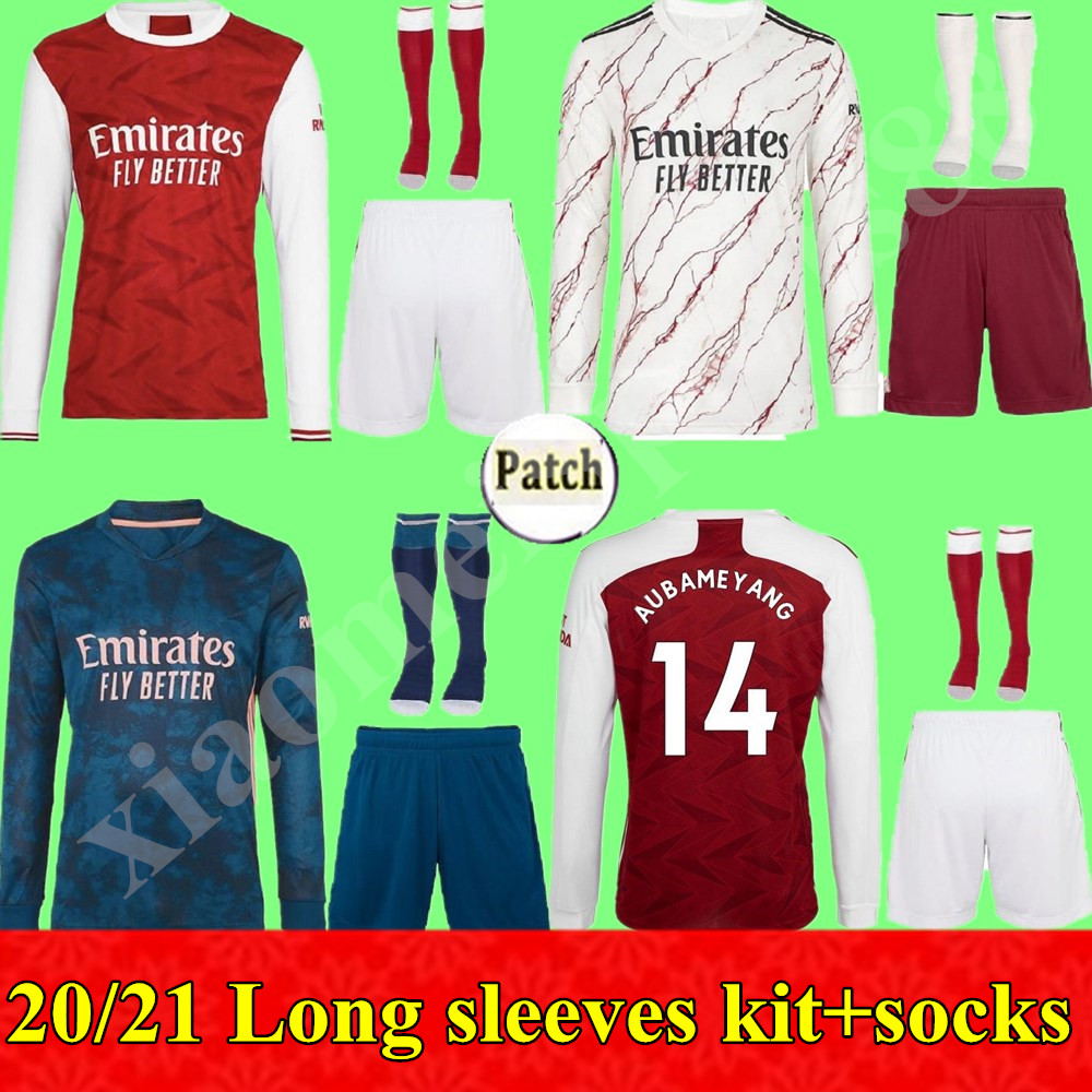 

2020 2021 MenLong sleeves kit Gunners Soccer jersey 20 21 Arsen PEPE NICOLAS CEBALLOS HENRY GUENDOUZI SOKRATIS TIERNEY Football shirt, Home+patch