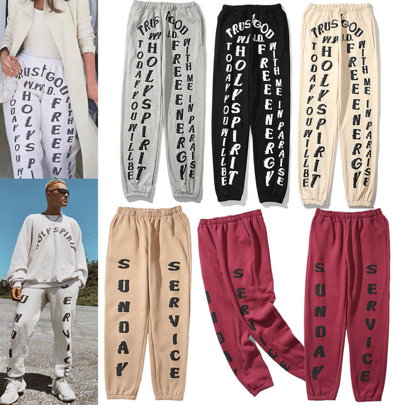 

newkanye Sunday Service CPFM Three-dimensional letter print tapered trousers, Black