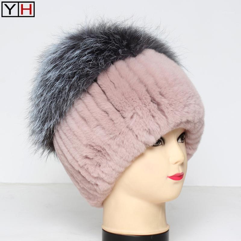 

Beanie/Skull Caps Winter Women Good Quality Elastic Genuine Rex Fur Hats 100%Natural Real Silver Fashion Authentic Hats1, Black