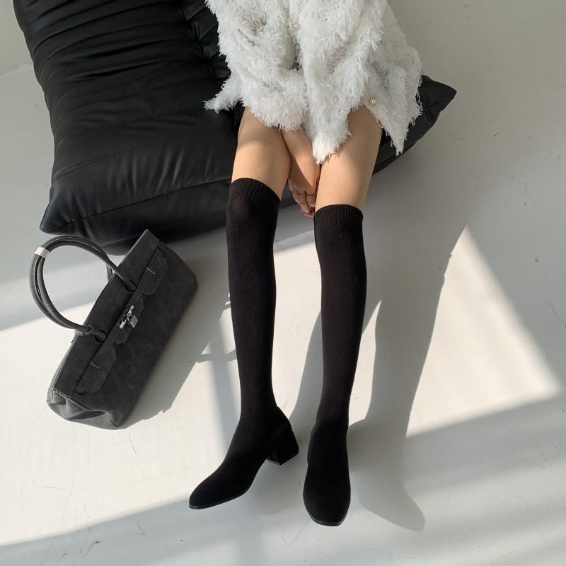 

Slim Stretch Sexy Over The Knee Boots Women Faux Suede Boots Fashion Winter Thigh High Shoes Woman Size 39, Black