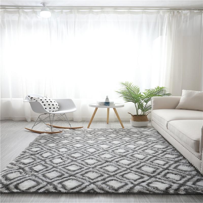 

Nordic ins tie-dyed carpet living room coffee table rug long-haired bedroom bay window floor mat thickened balcony carpet1