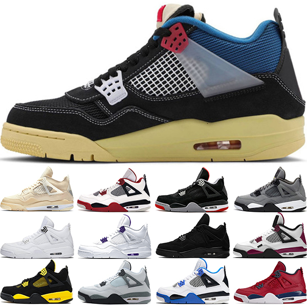 

2021 Jumpman 4 4s Fire Red Basketball Shoes Black Cat Sail Cool Grey OG Bred White Cement Mens Trainers Sports Sneakers Size 40-47, #1 sail