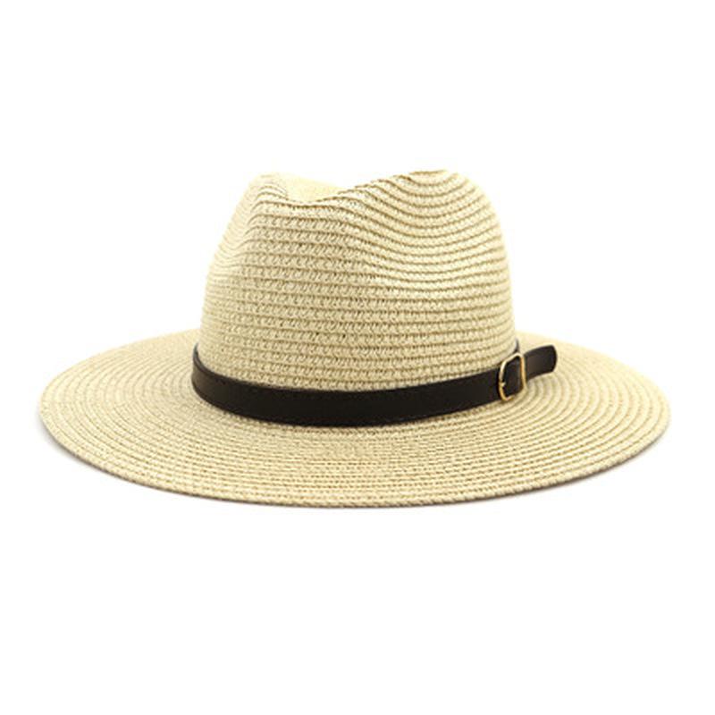 

Wide Brim Hats Sun Straw Men Women Belt Band Outdoor Casual Beach Vintage Classic Protective Panama Black White