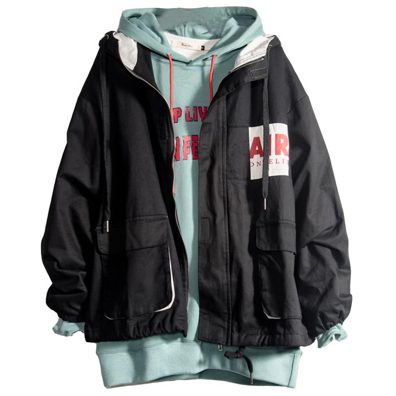 

Vintage Jacket Streetwear Men Loose Many Pockets Mens Hooded Windbreaker Jackets Varsity College Man Jacket Autumn 2020 II50JK, Blue