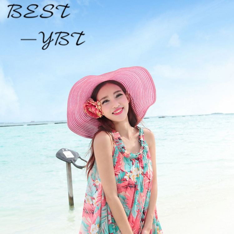 

The new Korean version of the summer beach hat large brimmed hat Ms. collapsible sun sun outdoors