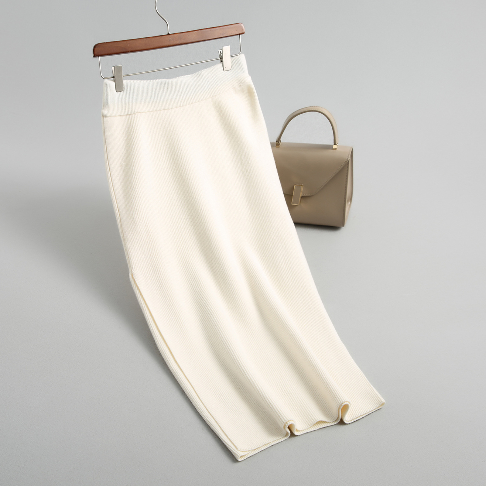 

2021 New High-waisted Women Midi Sexy Bodycon Pure White Faux Femme Jupe Skirt Svi2