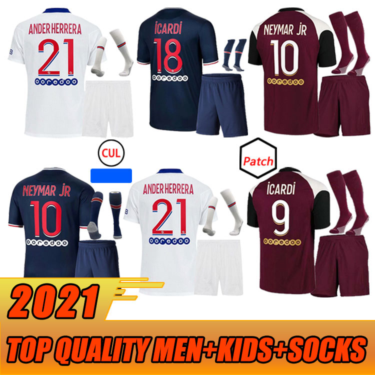 

new MBAPPE ICARDI soccer jersey 20 21 Maillots de football shirts 2020 2021 KEAN VERRATTI men + kids kit socks uniforms enfants, Home adult