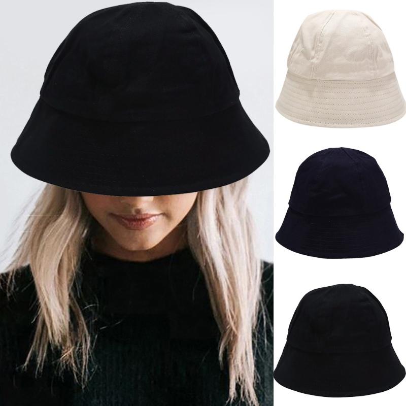 

25# Summer Men And Women Fisherman's Hat Solid Color Dome Foldable Pure Color Sun Hat Bucket Cap Casual Hats For Womens, Black