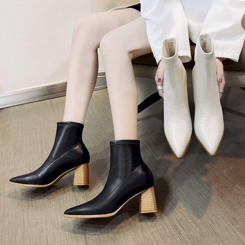 

Elegant Woman Boots Female Shoes Luxury Designer Boots-Women Ladies Autumn Rubber Fashion Ankle High Heel Pointy 20211